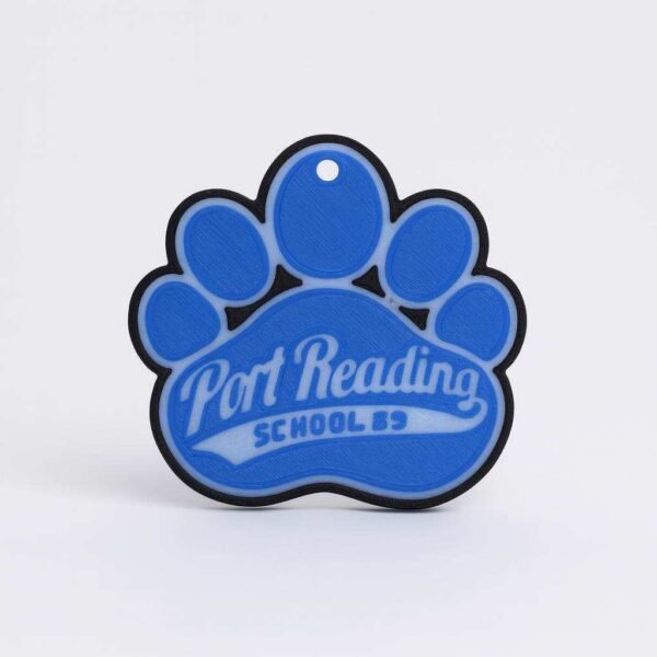 Port Reading custom keychain paw print with Port Reading School 39 text