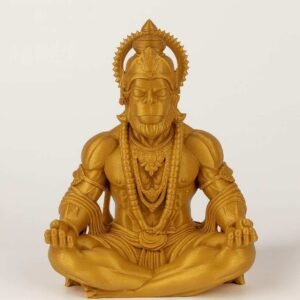3D printed Hanuman statue in meditation pose, PLA gold-tone finish