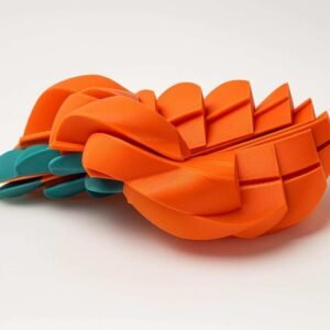 Twisty pumpkin fidget toy in orange PLA with green stem
