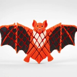 3D printed flexi bat articulated wings in orange and black