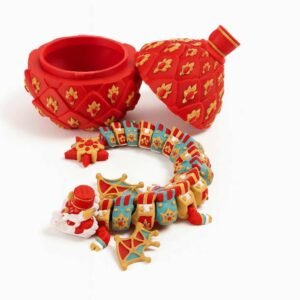 Christmas dragon with egg set in festive colors with opening ornate egg