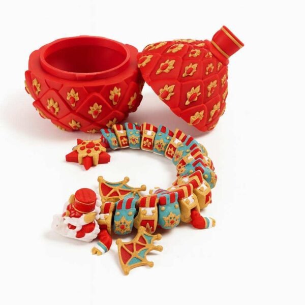 Christmas dragon with egg set in festive colors with opening ornate egg