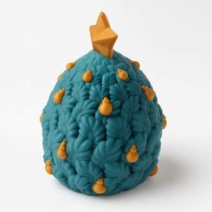 Christmas Tree Dragon Egg container with star-topped lid, teal and gold