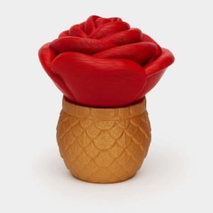 rose dragon egg storage container with red rose lid on scaled egg base