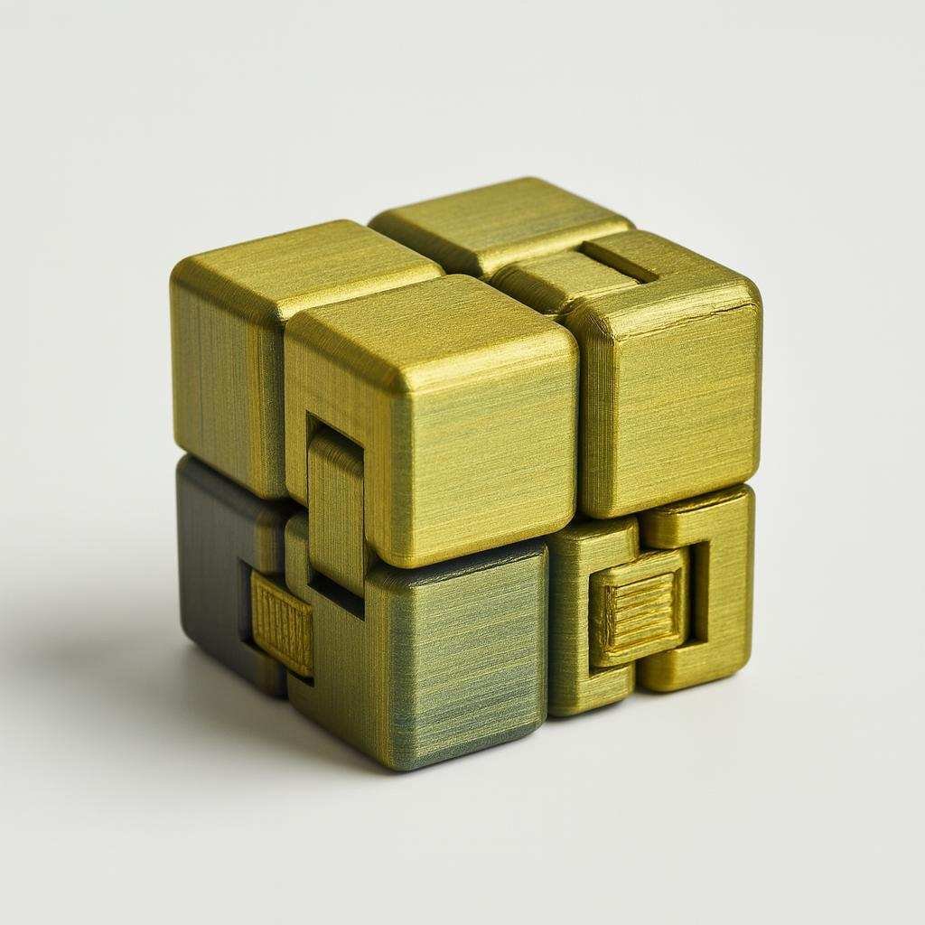 Mini Infinity Cube Fidget Toy dual-color metallic-look finish close-up