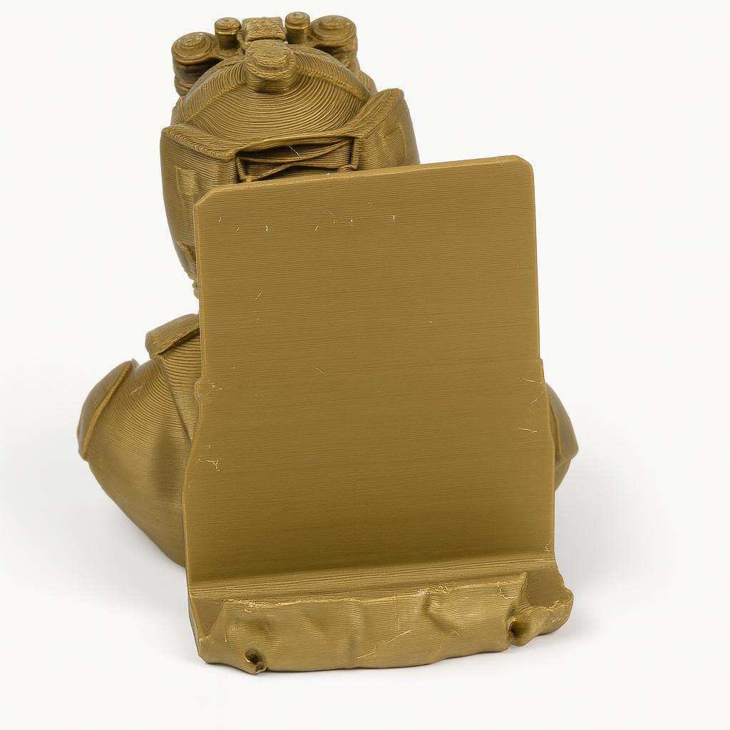 Rear panel of special ops phone stand showing phone support surface